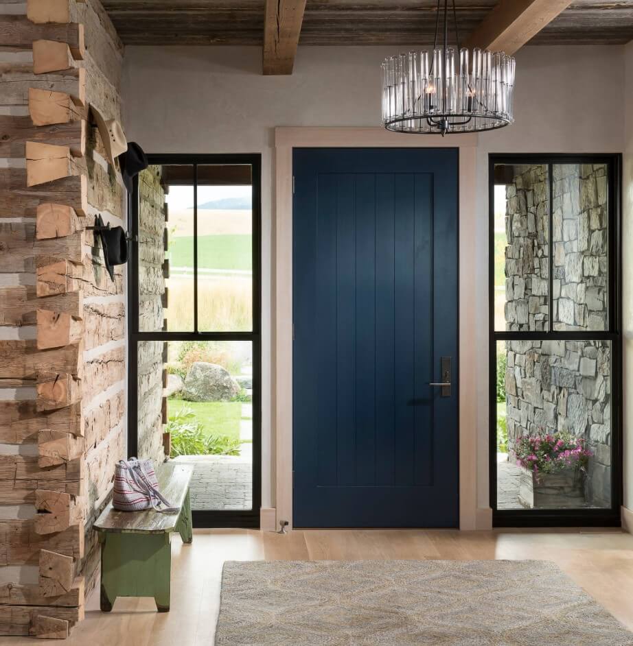 Blue Front Door, Design by North Fork Builders of Montana, Inc., Locati Architects, LongViews Studio.