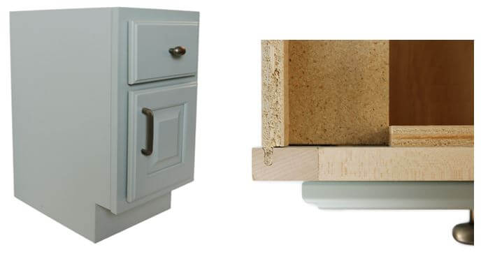 Finished End, not Flush, Cabinet and close-up of joinery, Dura Supreme Cabinetry