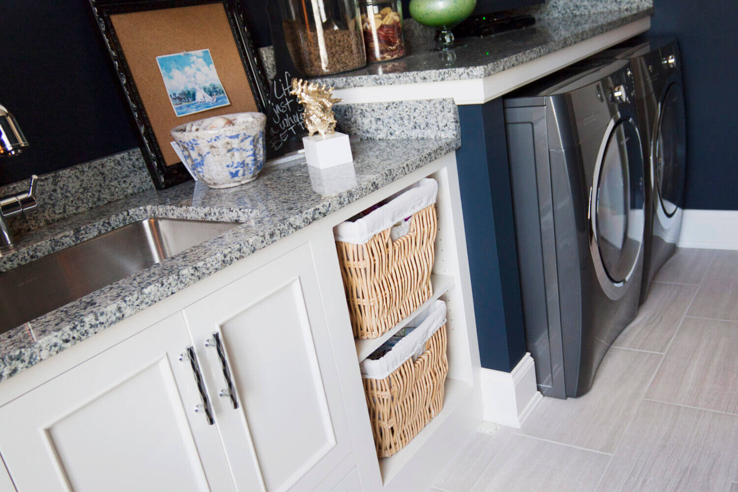 Navy Blue Adds a Deep Sea Look to a Classic White Laundry Room - Dura ...