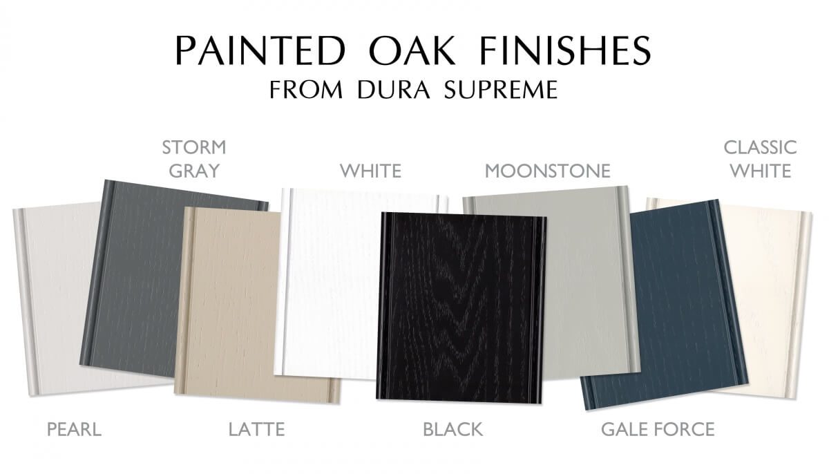 Popular Painted Oak Finishes from Dura Supreme Cabinetry. A collection of trendy painted colors for kitchen and bathroom vanity cabinets.