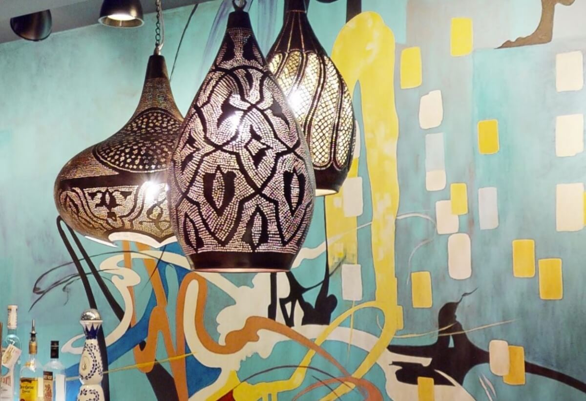Moroccan Lighting adds a fun lighting effect and style to the basement reno.