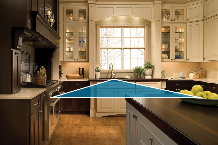 The U-Shaped kitchen is the most versatile layout for kitchens large and small because the design offers continuous countertops and ample storage, which surround the cook on three sides. In larger kitchens, this floor plan is spacious enough to be divided into multiple work zones for cooks to easily prepare a meal together without getting in each other’s way. See how the work triangle in this large U-Shaped kitchen is simple and easy to move from one work station to the next.