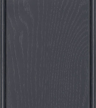 Dura Supreme’s Cyberspace Painted Oak is a dark, almost black, neutral navy blue color with the wood grain texture of natural oak. It's a popular & trendy look for kitchen and bath cabinetry.