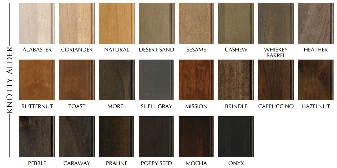 Knotty Alder cabinet stained finishes from Dura Supreme Cabinetry.