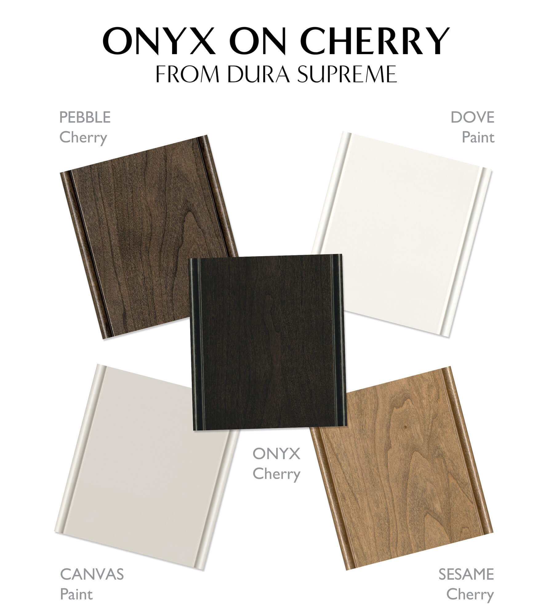 Cabinet pairings to go with an almost black stain color on cherry called Onyx from Dura Supreme.
