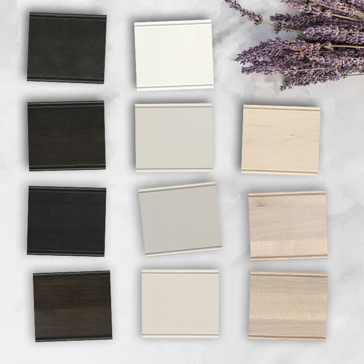 Dura Supreme annoucnced new stain and paint cabinet finishes with natural hues. Here is a sample of the new cabinet colors.