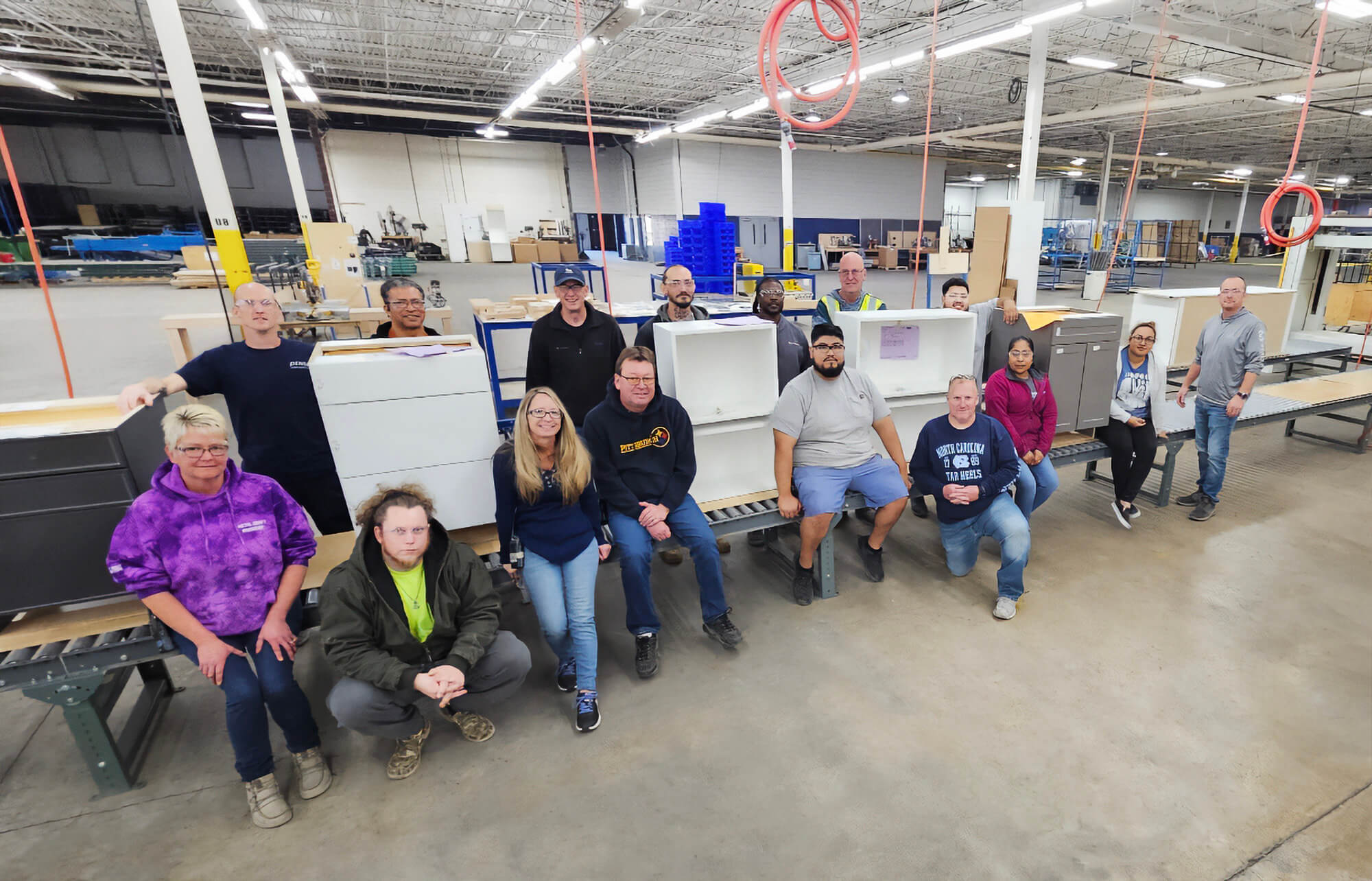 The cabinet makers at Dura Supreme Cabinetry's new Statesville, North Carolina factory.